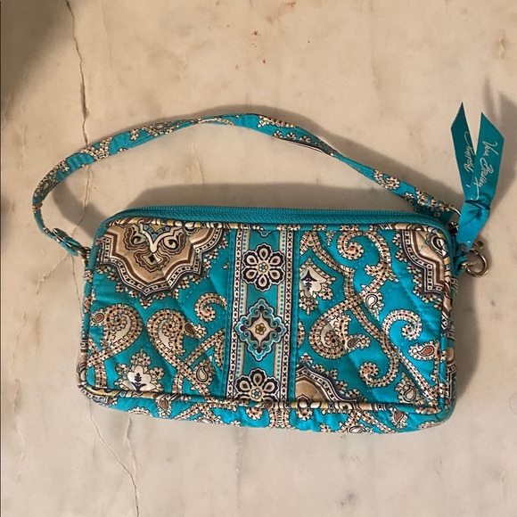 Vera Bradley Turquoise Paisley Wristlet/Tech Case - Picture 2 of 5